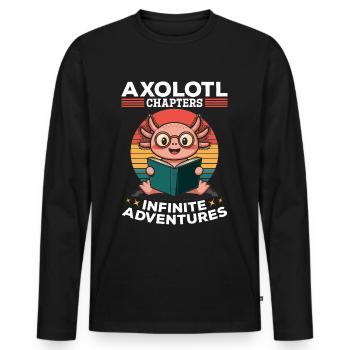 Axolotl Books Kawaii Axolotl Chapters - Men's Premium Organic Long Sleeve Shirt - black - Front - Nico (187cm)