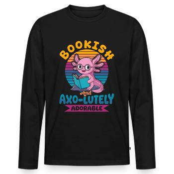 Axolotl Books Kawaii Bookish and Axo-lutely - Männer Premium Bio Langarmshirt - Schwarz - Vorne - Nico (187cm)