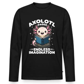 Funny Axolotl Books Kawaii Axolotl Pages - Männer Premium Bio Langarmshirt - Schwarz - Vorne - Nico (187cm)