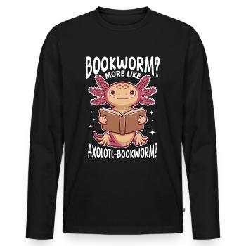 Funny Axolotl Books Kawaii Bookworm - Männer Premium Bio Langarmshirt - Schwarz - Vorne - Nico (187cm)