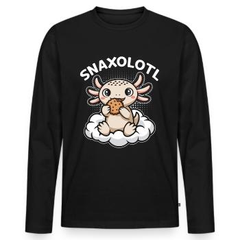Drôle Axolotl avec biscuit Kawaii Snaxolotl - T-shirt manches longues Premium bio Homme - noir - Devant - Nico (187cm)