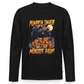 Monster Truck Halloween Citrouille Smash Monster Bash - T-shirt manches longues Premium bio Homme - noir - Devant - Nico (187cm)