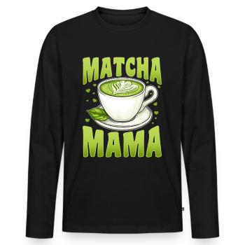 Matcha Green Bubble Tea Latte Boba Matcha Mama - Männer Premium Bio Langarmshirt - Schwarz - Vorne - Nico (187cm)