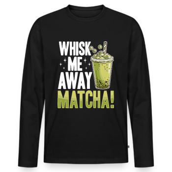 Matcha Green Bubble Tea Latte Boba - Männer Premium Bio Langarmshirt - Schwarz - Vorne - Nico (187cm)