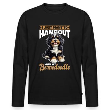 Bernedoodle Dog Breed I Just Want To Hangout - Men's Premium Organic Long Sleeve Shirt - black - Front - Nico (187cm)
