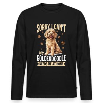 Goldendoodle Dog Breed Sorry i can't my - Men's Premium Organic Long Sleeve Shirt - black - Front - Nico (187cm)