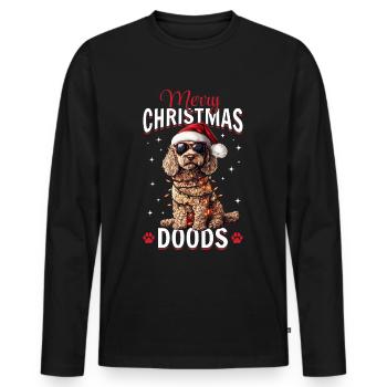 Goldendoodle Chien Race Joyeux Noël Doods - T-shirt manches longues Premium bio Homme - noir - Devant - Nico (187cm)