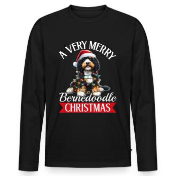 Bernedoodle Chien de Noël Race A Very Merry - T-shirt manches longues Premium bio Homme - noir - Devant - Nico (187cm)