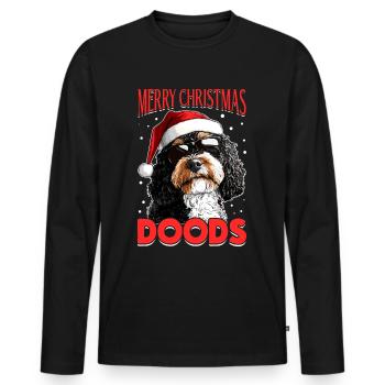 Bernedoodle Chien Race Joyeux Noël Doods - T-shirt manches longues Premium bio Homme - noir - Devant - Nico (187cm)