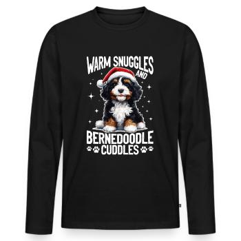 Bernedoodle Christmas Dog Breed Warm Snuggles - Men's Premium Organic Long Sleeve Shirt - black - Front - Nico (187cm)