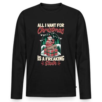 Sloth Christmas Animal All I Want - Männer Premium Bio Langarmshirt - Schwarz - Vorne - Nico (187cm)