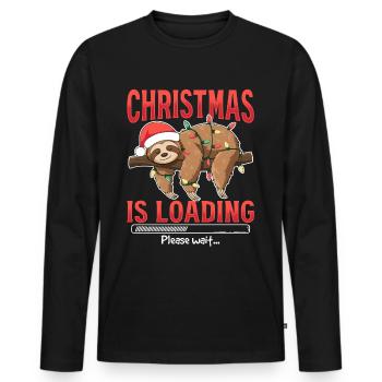 Sloth Animal Christmas is loading please wait - Männer Premium Bio Langarmshirt - Schwarz - Vorne - Nico (187cm)