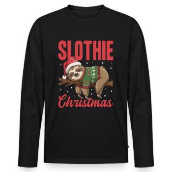 Sloth Christmas Animal Slothie Christmas - Männer Premium Bio Langarmshirt - Schwarz - Vorne - Nico (187cm)