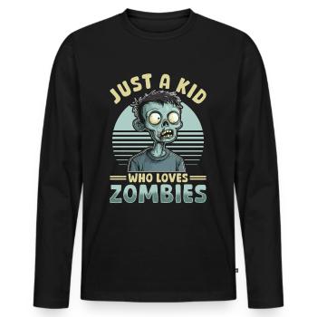 Zombie Halloween Just A Kid who loves Zombies - Männer Premium Bio Langarmshirt - Schwarz - Vorne - Nico (187cm)
