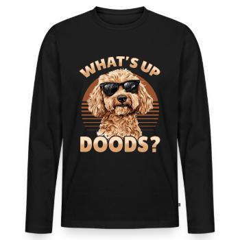 Race de chien Goldendoodle What’s Up Doods ? - T-shirt manches longues Premium bio Homme - noir - Devant - Nico (187cm)