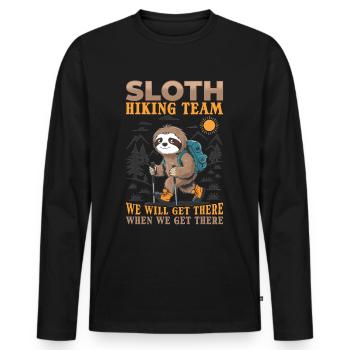 Sloth Hiking Mountains Sloth Hiking Team - Men's Premium Organic Long Sleeve Shirt - black - Front - Nico (187cm)