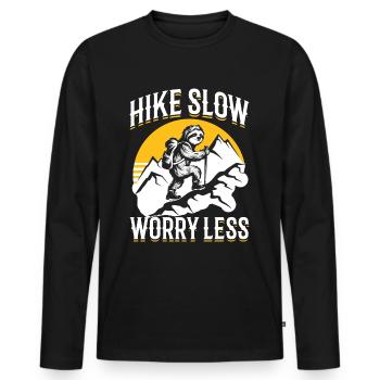 Sloth Hiking Mountains Hike Slow enjoy more - Men's Premium Organic Long Sleeve Shirt - black - Front - Nico (187cm)