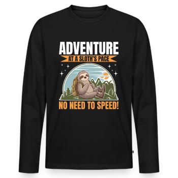 Sloth Hiking Mountains Adventure at a sloth - Men's Premium Organic Long Sleeve Shirt - black - Front - Nico (187cm)