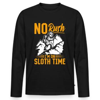 Sloth Hiking Mountains No rush, I'm on sloth time. - Men's Premium Organic Long Sleeve Shirt - black - Front - Nico (187cm)