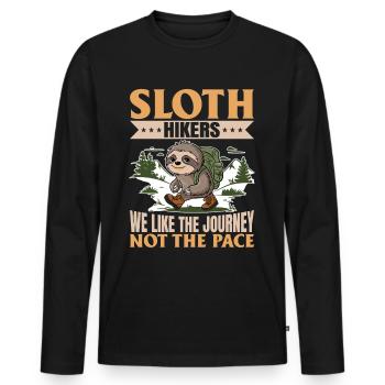 Sloth Hiking Mountains Sloth Hikers - Men's Premium Organic Long Sleeve Shirt - black - Front - Nico (187cm)