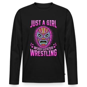 Wrestling Wrestler Just A Girl Who Loves Wrestling - Men's Premium Organic Long Sleeve Shirt - black - Front - Nico (187cm)