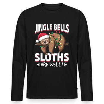 Sloth Christmas Animal Jingle bells sloths as well - Männer Premium Bio Langarmshirt - Schwarz - Vorne - Nico (187cm)