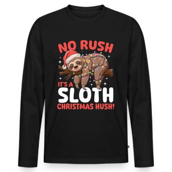 Paresseux Noël Animal Pas pressé, il - T-shirt manches longues Premium bio Homme - noir - Devant - Nico (187cm)