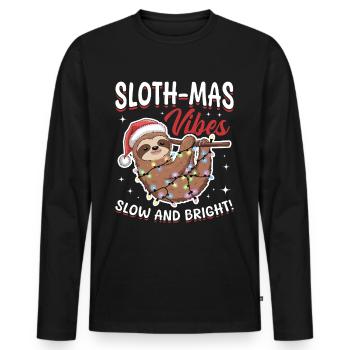 Sloth Christmas Animal Sloth-mas vibes - Männer Premium Bio Langarmshirt - Schwarz - Vorne - Nico (187cm)