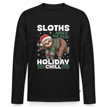 Sloth Christmas Animal Sloths make the best - Men's Premium Organic Long Sleeve Shirt - black - Front - Nico (187cm)