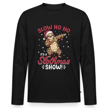 Sloth Christmas Animal Slow ho ho, it - Männer Premium Bio Langarmshirt - Schwarz - Vorne - Nico (187cm)