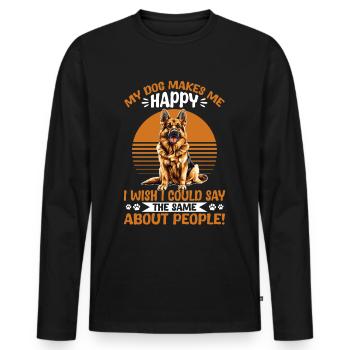 German Shepherd Dog Breed My Dog Makes me Happy - Men's Premium Organic Long Sleeve Shirt - black - Front - Nico (187cm)