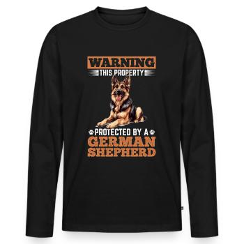 German Shepherd Dog Breed Warning This Property - Men's Premium Organic Long Sleeve Shirt - black - Front - Nico (187cm)