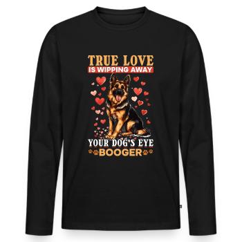 German Shepherd Dog Breed True Love is wipping - Men's Premium Organic Long Sleeve Shirt - black - Front - Nico (187cm)