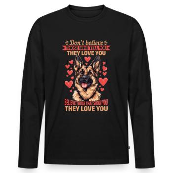 Berger allemand Race Dog N’y croyez pas - T-shirt manches longues Premium bio Homme - noir - Devant - Nico (187cm)