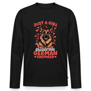 Berger allemand Race Juste une fille obsédée - T-shirt manches longues Premium bio Homme - noir - Devant - Nico (187cm)