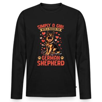 German Shepherd Dog Simply a Girl with a Passion - Men's Premium Organic Long Sleeve Shirt - black - Front - Nico (187cm)