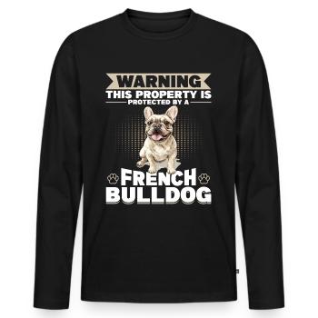 Bouledogue français Frechie Race de chien Avertissement Ceci - T-shirt manches longues Premium bio Homme - noir - Devant - Nico (187cm)