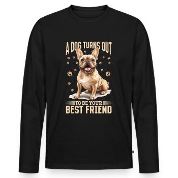 Bouledogue français Frechie Chien Race A chien - T-shirt manches longues Premium bio Homme - noir - Devant - Nico (187cm)
