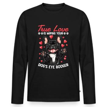 Bouledogue Français Frechie Race de chien True Love - T-shirt manches longues Premium bio Homme - noir - Devant - Nico (187cm)