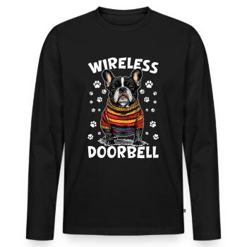 French Bulldog Frechie Dog Breed Wireless Doorbell - Men's Premium Organic Long Sleeve Shirt - black - Front - Nico (187cm)