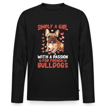 Bouledogue français Frechie Race de chien simplement une fille - T-shirt manches longues Premium bio Homme - noir - Devant - Nico (187cm)