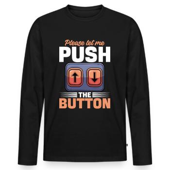 Ascenseur bambin & enfants S’il vous plaît laissez-moi pousser - T-shirt manches longues Premium bio Homme - noir - Devant - Nico (187cm)