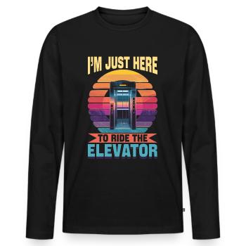 Ascenseur bambin et enfants Je suis juste ici pour monter - T-shirt manches longues Premium bio Homme - noir - Devant - Nico (187cm)