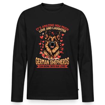 Funny German Shepherd Lover Dog Owner - Men's Premium Organic Long Sleeve Shirt - black - Front - Nico (187cm)