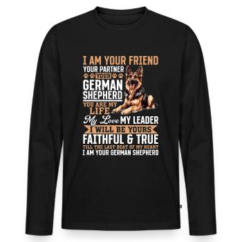 German Shepherd Lover Dog Owner - Men's Premium Organic Long Sleeve Shirt - black - Front - Nico (187cm)