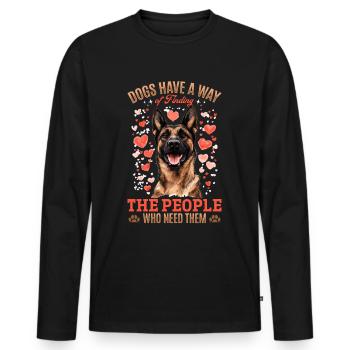 Belgian Malinois Dog Owner - Men's Premium Organic Long Sleeve Shirt - black - Front - Nico (187cm)