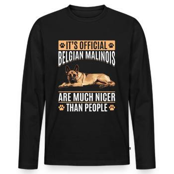 Belgian Malinois Lover Dog Owner - Men's Premium Organic Long Sleeve Shirt - black - Front - Nico (187cm)