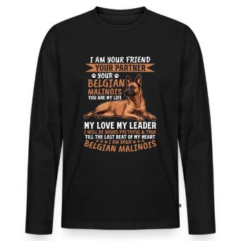Belgian Malinois Lover Dog Owner - Men's Premium Organic Long Sleeve Shirt - black - Front - Nico (187cm)
