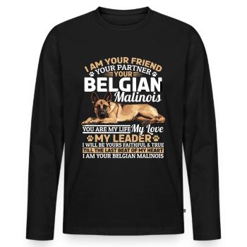 Belgian Malinois Lover Dog Owner - Men's Premium Organic Long Sleeve Shirt - black - Front - Nico (187cm)