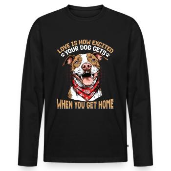 Propriétaire de chien Pitbull Terrier - T-shirt manches longues Premium bio Homme - noir - Devant - Nico (187cm)